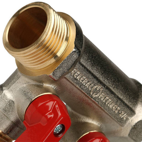 Коллектор распределительный STOUT SMB 6200 2 отвода ВР-НР 3/4"х1/2" DN 20 PN 10 с шаровыми кранами красная рукоятка 3
