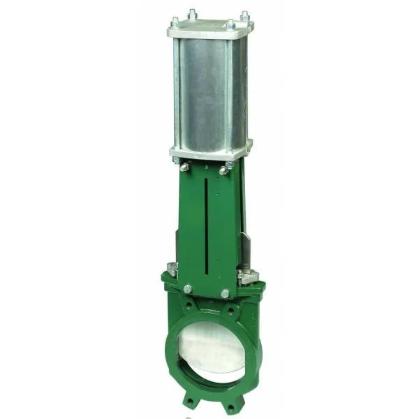Задвижка межфланцевая Tecofi VG 3400-03 Ду 80 Ру 10 шиберная ножевая с пневматическим приводом двухсторонняя