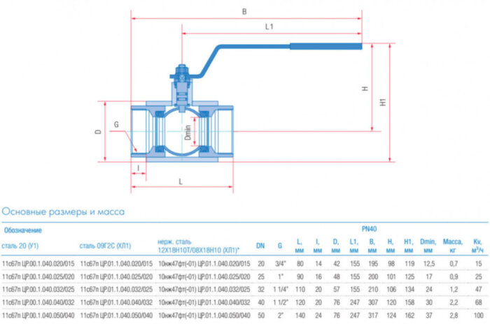 Кран шаровой Маршал 10нж47фт-01 ЦР.01.1 DN 25/20 PN 40 стандартнопроходный муфтовый