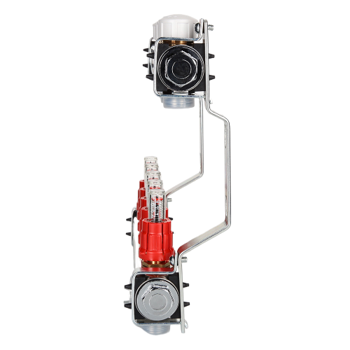 Коллекторная группа VALTEC VTc.584.EMNX.0606 6-ти контурный ВР-НР 1"x3/4" DN 25 PN 6 с регулирующими клапанами и расходомерами 2