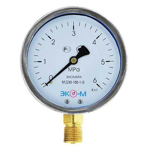 Манометр (вакуумметр) ЭКОМЕРА МД93 Ду 100 мм Ру 0-6 МПа виброустойчивый гидрозаполненный