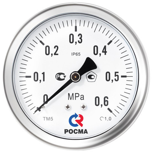 Мановакуумметр РОСМА ТМВ-621ТЭ.00 (-0,1...1,5 МПа) Дкорп=150мм кл. 1,0 G1/2" коррозионностойкий виброустойчивый эксцентрический УТ-00050472 1