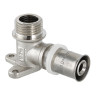 Угольник 90 градусов VALTEC VTm.255 НР 1/2" DN 16x15 PN 10 с креплением латунный никелированный 1