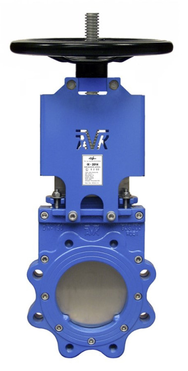Задвижка ножевая шиберная AVK 702/20 с выдвижным штоком и маховиком DN 125 PN 10
