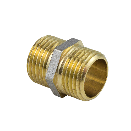 Ниппель латунный Aquasfera 9022 DN 15 PN 40 резьба - 1/2'', покрытие - никель, прямой резьбовой НР-НР, 9022-01 3
