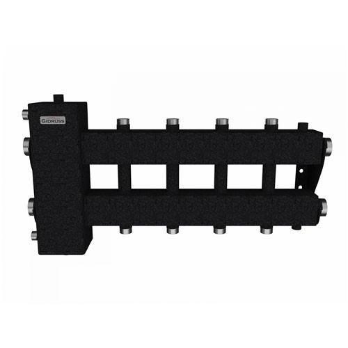Коллектор распределительный GIDRUSS BM-150-5DU 5-ти контурный НР 1 1/2"x1" Ду 40 Ру 6 балансировочный 1