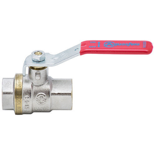 Кран шаровой латунный Aquasfera EURO 1001 DN 50 PN 16 резьба - 2'', покрытие - никель, полнопроходной резьбовой ВР-ВР, ручка-рычаг красная 1001-06