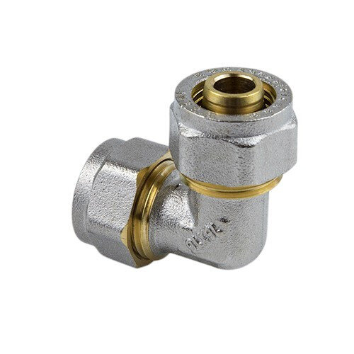 Угольник латунный Aquasfera 7005 DN 16 PN 16 покрытие - никель, компрессионный, 7005-01