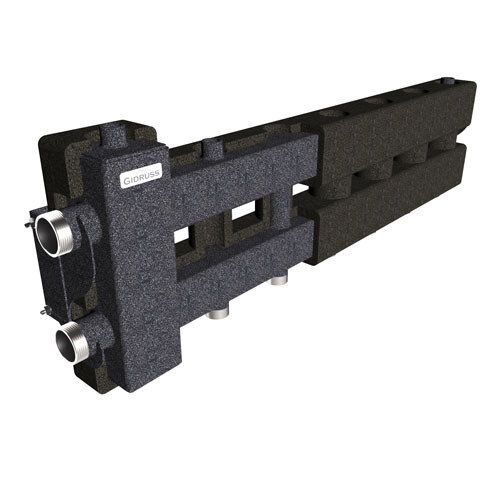 Коллектор распределительный GIDRUSS BM-80-4D.EPP 4-х контурный НР 1 1/4"x1" Ду 32 Ру 6 балансировочный в термоизоляции