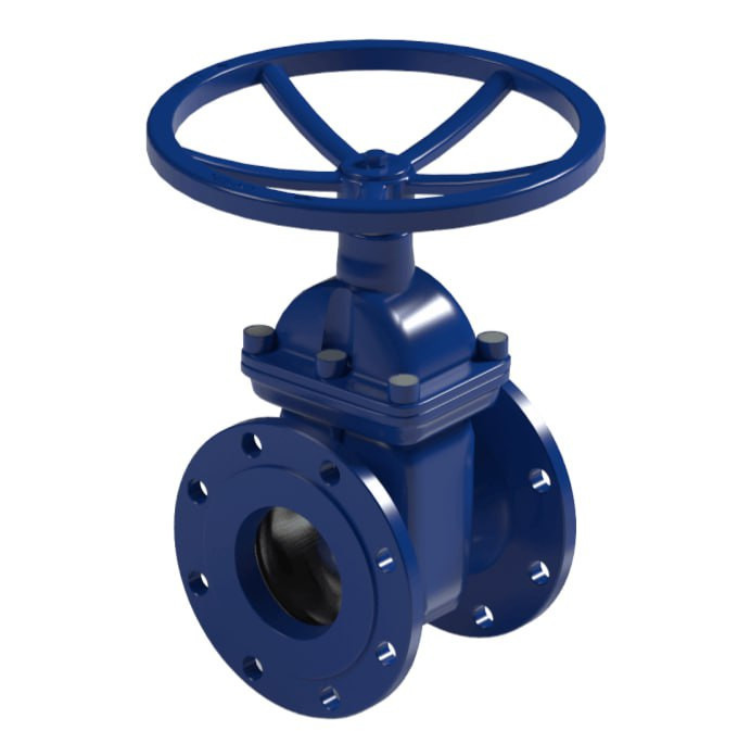 Задвижка УЗТПА Угреша DN100 PN16 фланцевая с обрезиненным клином узкое исполнение со штурвалом