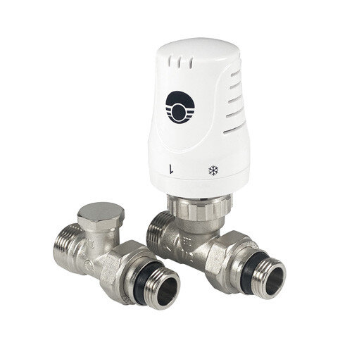 Комплект радиаторных клапанов VALFEX VF.046.NE НР 1/2x3/4" DN 15x20 PN 10 прямой с термоголовкой евроконус