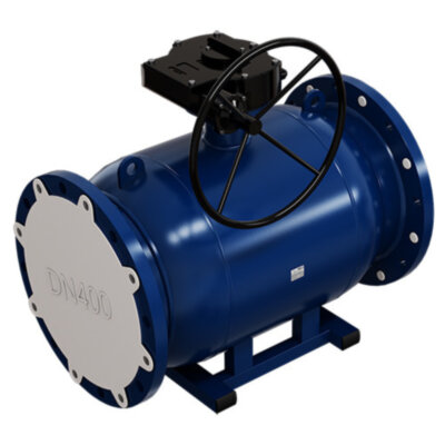 Кран шаровой ALSO RS КШ.Ф.RS.350.16-02 Ду 350 Ру 16 с редуктором стандартнопроходный фланцевый, корпус - 09Г2С