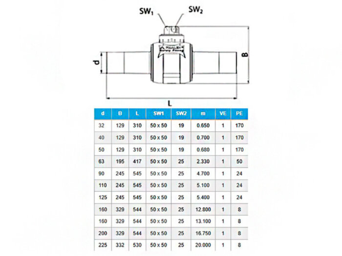 Кран шаровой Frialen KHP DN 160, 1/4 оборота