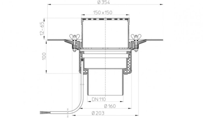 Кровельная воронка HL62.1B/1 DN 110 с электрообогревом для плоской эксплуатируемой кровли