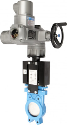 Задвижка шиберная СМО A-012-01-AUMA-E Ду 65 Ру 10 с электроприводом AUMA SA 380В одностронняя чугунная межфланцевая