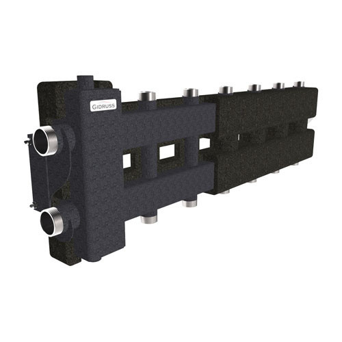 Коллектор распределительный GIDRUSS BM-80-7DU.EPP 7-ми контурный НР 1 1/4"x1" Ду 32 Ру 6 балансировочный в термоизоляции 1
