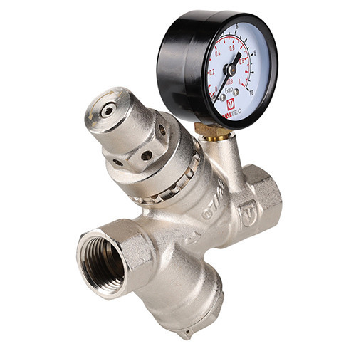 Редуктор давления VALTEC VT.082.N.04 1/2'' DN 15 PN 16 поршневой, прямого действия, с фильтром и манометром, латунный с никелевым покрытием 8