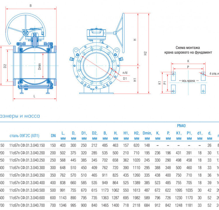 Кран шаровой Маршал 11с67п GAS PRO СФ.00.3 DN 700 PN 40 полнопроходной фланцевый 2