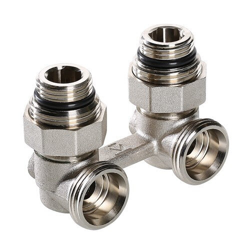 Узел радиаторный нижнего подключения Valtec VT.345.KNA 1/2" x 3/4" (евроконус) PN 10 угловой, в комплекте с адаптерами