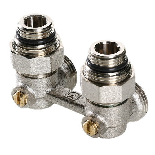 Узел радиаторный нижнего подключения Valtec VT.345.KNA 1/2" x 3/4" (евроконус) PN 10 угловой, в комплекте с адаптерами