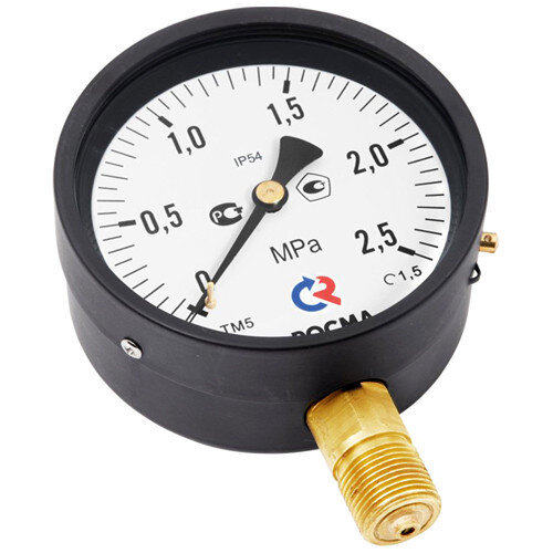 Мановакуумметр РОСМА ТМВ-510Р.00 IP54 (-0,1...0,3 МПа) Дкорп=100мм кл. 1,5 G1/2" общетехнический с повышенной пылевлагозащищенностью радиальный УТ-00043472