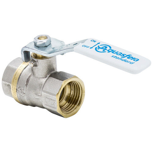 Кран шаровой латунный Aquasfera Standard 1101 DN 20 PN 40 резьба - 3/4'', покрытие - никель, неполнопроходной резьбовой ВР-ВР, ручка-рычаг белая 1101-02