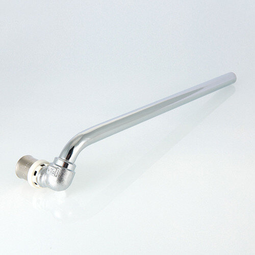 Угольник 90 градусов VALTEC VTm.281.L DN 16x15 PN 10 L=300 левый с хромированной трубкой латунный никелированный