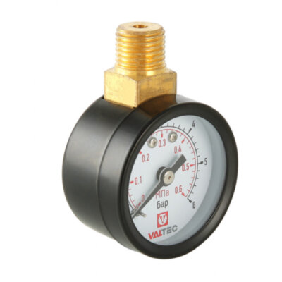 Манометр-индикатор VALTEC VT.TM40.VC.02 1/4'' (0...6 бар) Дкорп=40мм пружинный радиальный, верхнее подключение