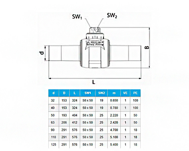 Кран шаровой Frialen KH DN 125, 1/4 оборота 2