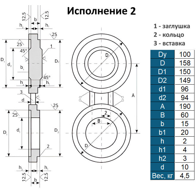 Заглушка 2-100-2,5 АТК 26-18-5-93 поворотная стальная Ду100 Ру25