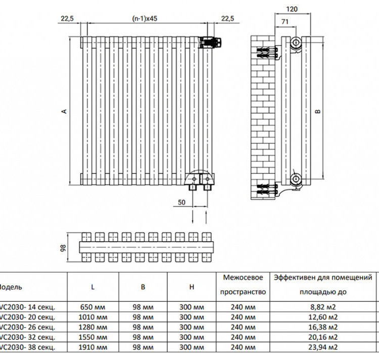 Дизайн-радиатор Royal Thermo SHIFT Q30 VC2050 - 24 секц. RAL9016 5