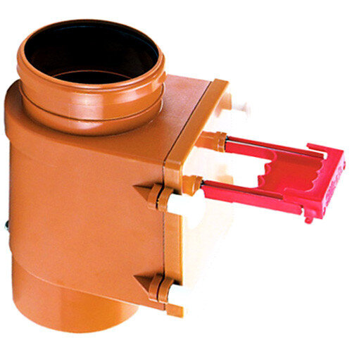 Механический канализационный затвор с фиксатором HL710.1V DN110 с монтажным люком, вертикальный выпуск