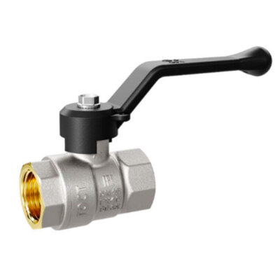 Кран шаровой латунный LD Pride 47.32.В-В.Р Ду 32 Ру 25 резьба (ВР-ВР) 1 1/4", никелированный с черным рычагом, неполнопроходный