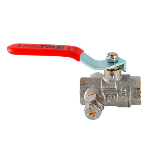 Кран шаровой VALTEC 1" Ду25 Ру40 муфтовый с дренажем и воздухоотводчиком VT.245.N.06