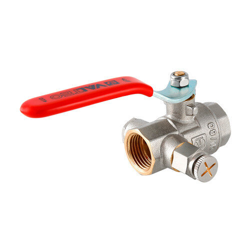 Кран шаровой VALTEC 1" Ду25 Ру40 муфтовый с дренажем и воздухоотводчиком VT.245.N.06