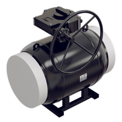 Кран шаровой ALSO КШ.П.500.16-02 Ду 500 Ру 16 с редуктором стандартнопроходный под приварку, корпус - 09Г2С