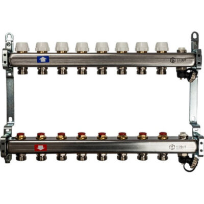 Коллектор STOUT без расходомеров с клапаном вып. воздуха и сливом 8 выходов