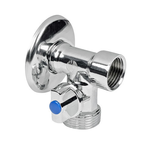 Кран шаровый VALFEX VF.256 НР 1/2"-3/4" Ду 15 Ру 8 трёхходовой левый хромированный латунный 1