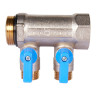 Коллектор распределительный STOUT SMB 6211 2 отвода ВР-НР 1"х1/2" DN 25 PN 10 с шаровыми кранами синяя рукоятка уплотнительное кольцо 2