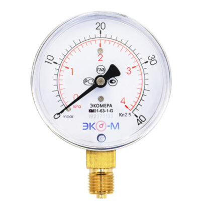 Манометр (тягомер) ЭКОМЕРА КМ Ду 63 мм Ру 0-4 кПа