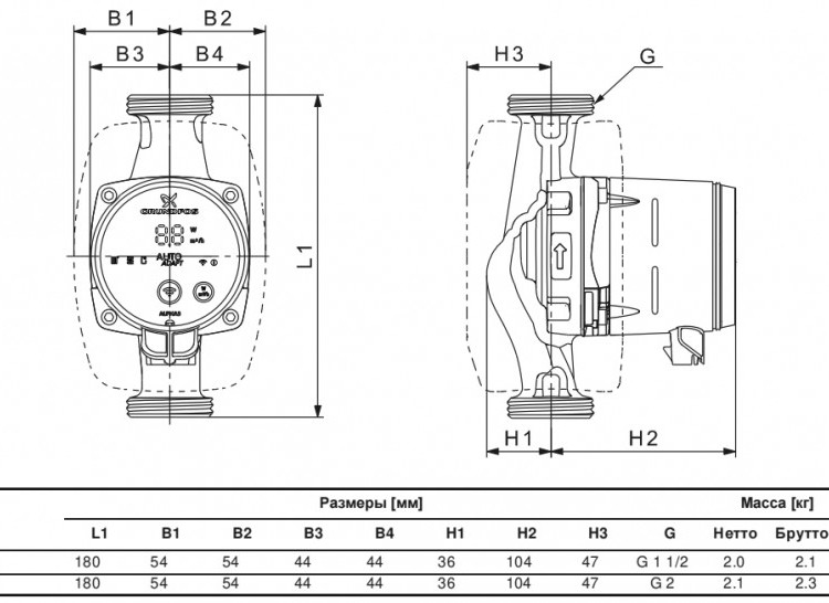 Насос циркуляционный Grundfos Alpha3 32-80 180 4