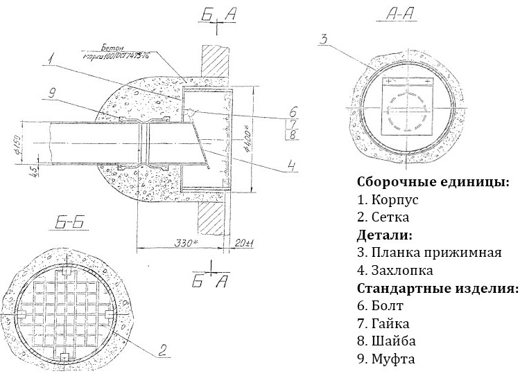 Обратный клапан типа захлопка Ду 150 А-397-80.02-02 на дренажном выпуске 2