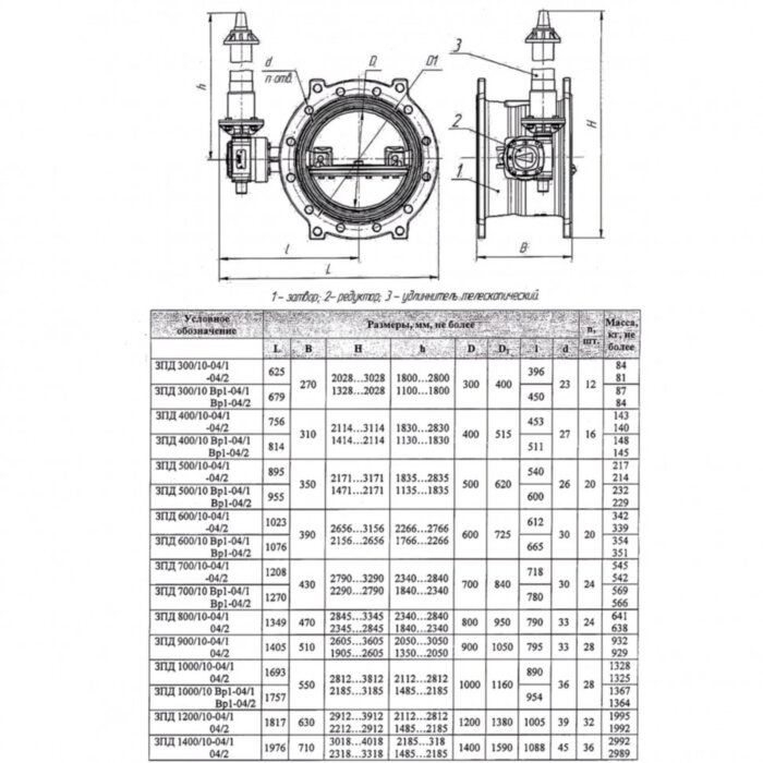 Затвор ЭНЭКОС DN 900 PN 10 поворотный фланцевый с двойным эксцентриком с редуктором и телескопическим удлинителем