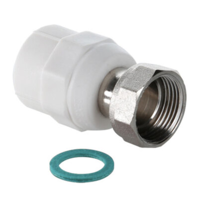 Переходник VALTEC VTp.708 ВР 1/2" DN 20x15 PN 25 с накидной гайкой полипропиленовый комбинированный