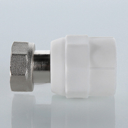 Переходник VALTEC VTp.708 ВР 1/2" DN 20x15 PN 25 с накидной гайкой полипропиленовый комбинированный