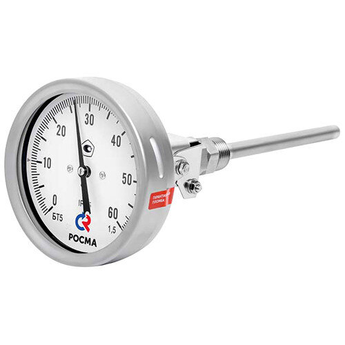 Термометр РОСМА БТ-54.220-150 Дкорп=100мм 10 МПа кл. 1,5 M20x1,5 Траб = 0...+60°C биметаллический коррозионностойкий готовый к гидрозаполнению, универсальный 00000040265