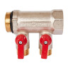 Коллектор распределительный STOUT SMB 6210 2 отвода ВР-НР 1"х1/2" DN 25 PN 10 с шаровыми кранами красная рукоятка уплотнительное кольцо 2