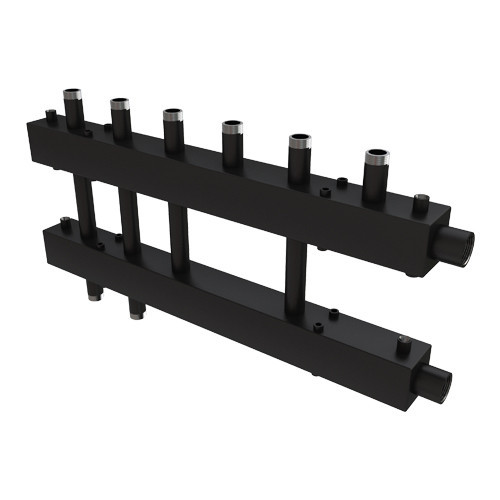 Коллектор распределительный Askon Дублер+ КК-32М/125/40/4+2D 6-ти контурный ВР-НР 1 1/4"x1 1/2" Ду 32 Ру 6 без теплоизоляции