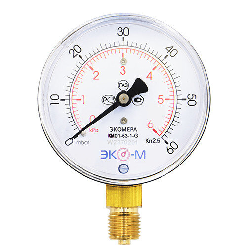 Манометр (тягомер) ЭКОМЕРА КМ Ду 63 мм Ру 0-6 кПа