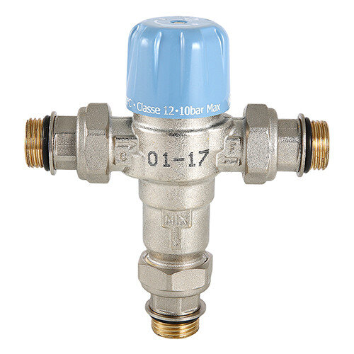 Клапан смесительный VALTEC THERMOMIX VT.MT10RU 1/2" DN 15 PN 10 термостатический трехходовой регулируемый, латунный с никелевым покрытием